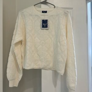 Roller rabbit white daisy Terry crewneck top in medium